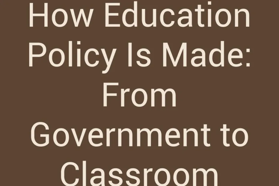 A classroom with students and a teacher discussing education policy made from government decisions.