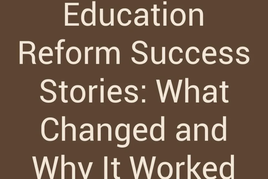 A teacher stops to celebrate a student's success in a classroom, illustrating education reform success.